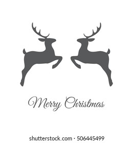 Christmas reindeer silhouettes. Christmas greeting card templates.  Vector illustration.