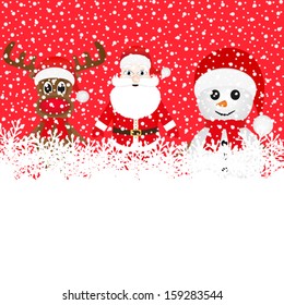 Christmas reindeer snowman and Santa Claus