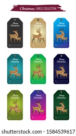 Christmas reindeer tags flat design