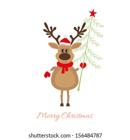 Christmas reindeer with Christmas tree