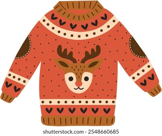 Christmas Reindeer Ugly Sweater Vector Illustration