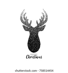 Christmas reindeer vector glitter background