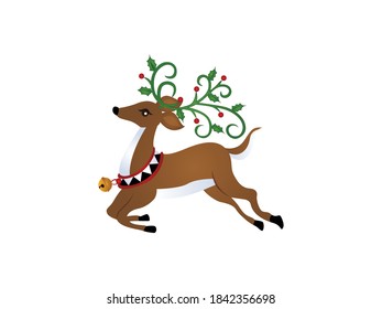 Christmas reindeer Vector illustration. Santa deer cartoon symbol. decoration and elements sign, Flat style for graphic, web design, Icon, copy space, merry christmas  