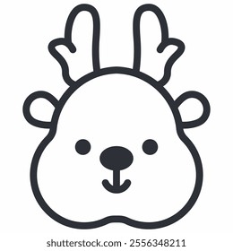 Christmas reindeer vector line icon isolated on a white background.