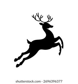 Navidades Vector de reno, silueta plana mínima para las Ilustraciones de los niños