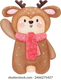 christmas reindeer wearing a red scarf