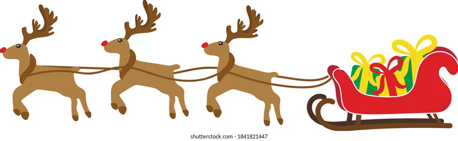 
Christmas reindeers in harness with gifts