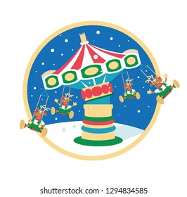 Christmas reindeers having fun