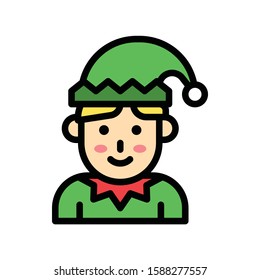 Christmas related boy with elf costume avatar with editable stroke