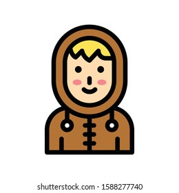 Christmas related cute girl avatar with editable stroke