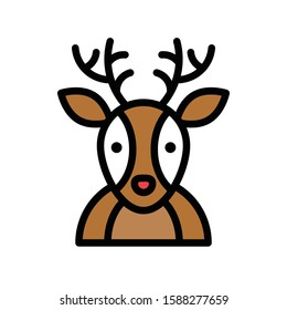 Christmas related cute reindeer avatar with editable stroke