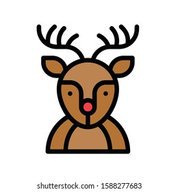 Christmas related cute reindeer avatar with editable stroke