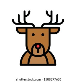 Christmas related cute reindeer avatar with editable stroke