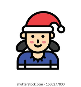 Christmas related mrs clause avatar with editable stroke