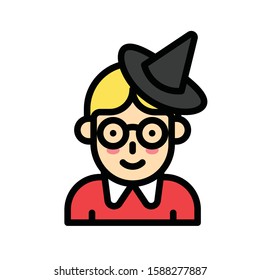 Christmas related mrs clause with hat and glasses avatar with editable stroke