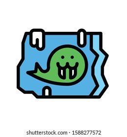 Christmas related spooky fish in ice cube avatar with editable stroke