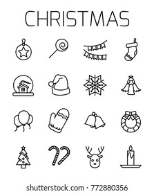 Christmas related vector icon set. Well-crafted sign in thin line style with editable stroke. Vector symbols isolated on a white background. Simple pictograms.