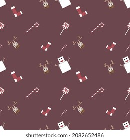 Christmas repeat pattern created with sharp corner Christmas objects, seamless pattern. 