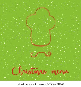 Christmas restaurant brochure, menu template. Vector holiday background and design banner. Happy New Year party flyer with hand-drawn xmas graphic.