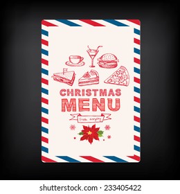 Christmas restaurant and party menu, invitation. 