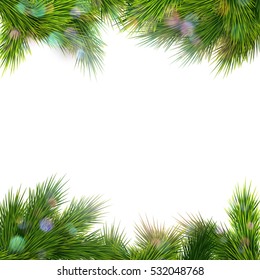 Christmas retro background with christmas tree branches. EPS 10 vector file included