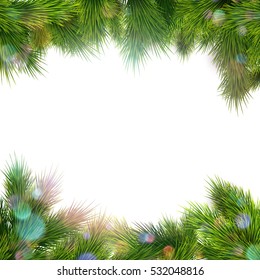 Christmas retro background with christmas tree branches. EPS 10 vector file included