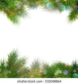 Christmas retro background with christmas tree branches. EPS 10 vector file included
