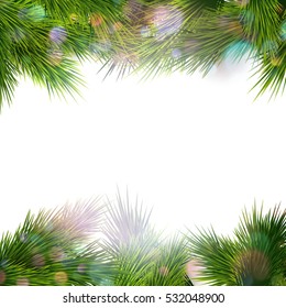 Christmas retro background with christmas tree branches. EPS 10 vector file included