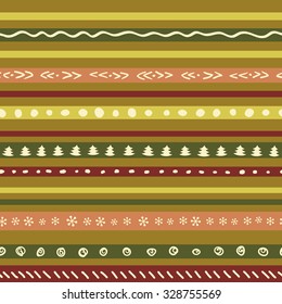 Christmas retro color pattern with snowflakes, tree, stars. Seamless texture. Vector design illustration.