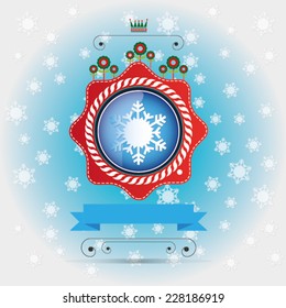 Christmas retro crown label  greeting card and background