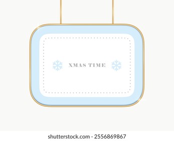 Christmas retro frame. Gold frame