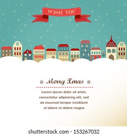 Christmas retro greeting card and background