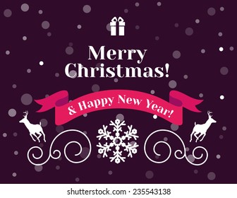 Christmas retro greeting card and background
