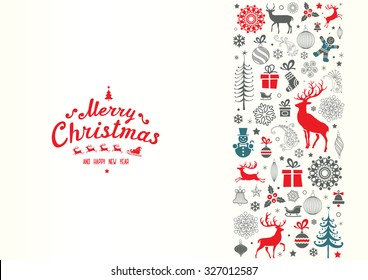 Christmas retro greeting card and background