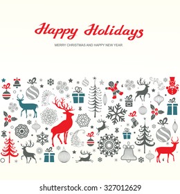 Christmas retro greeting card and background