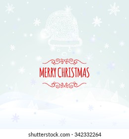 Christmas retro greeting card and background with hand-drawn Christmas hat , christmas background vector