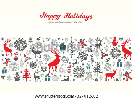 Christmas retro greeting card and background