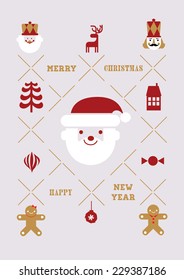 Christmas retro icons, elements and illustrations