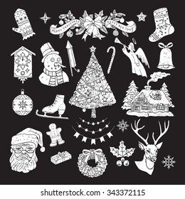 Christmas retro icons, elements and illustrations. Happy new Year.Vector. Isolated