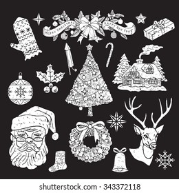 Christmas retro icons, elements and illustrations. Happy new Year.Vector. Isolated