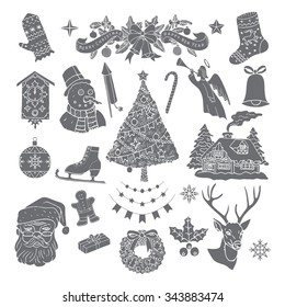 Christmas retro icons, elements and illustrations. Happy new Year.Vector. Isolated
