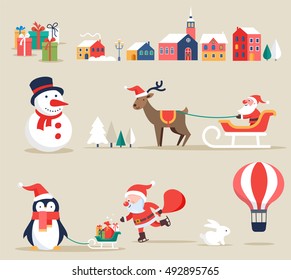 Christmas retro icons, elements and illustrations