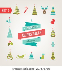 Christmas retro icons, logo, elements and illustrations