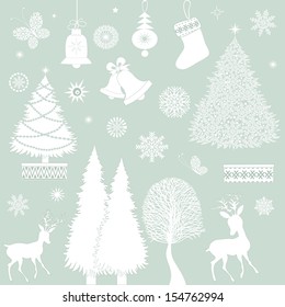 Christmas retro icons, set of Christmas elements