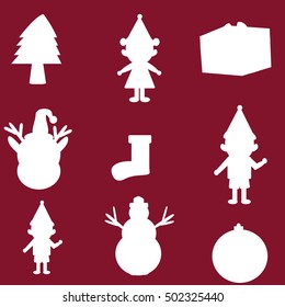 Christmas retro icons set.Vector illustration