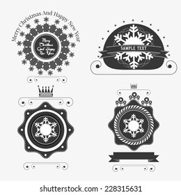 Christmas retro label set greeting card and background