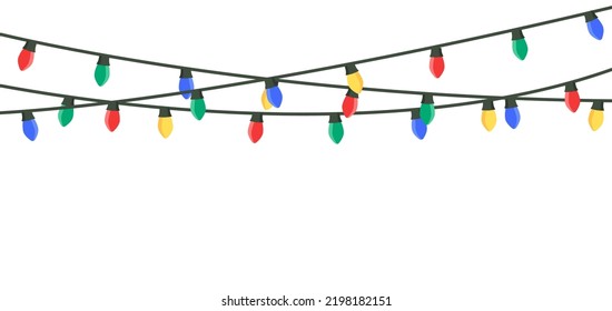 Christmas retro light bulbs garland. Vector graphics