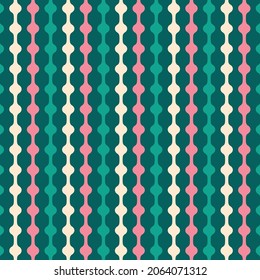 Christmas Retro Pattern in Green, Pink, Red and Beige, xmas vector pattern design, 60s and 70s retro aesthetic style