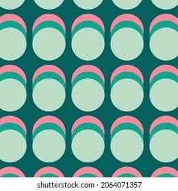 Christmas Retro Pattern in Green, Pink, Red and Beige, xmas vector pattern design, 60s and 70s retro aesthetic style