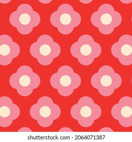 Christmas Retro Pattern in Green, Pink, Red and Beige, xmas vector pattern design, 60s and 70s retro aesthetic style